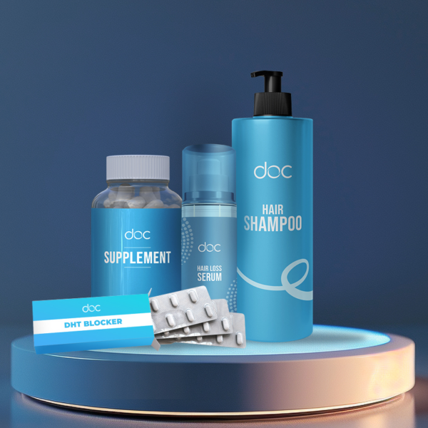 Four-Step Solution: Defend, Cleanse, Nourish, Restore (Finasteride + Hair Growth Serum + Supplement + Shampoo)