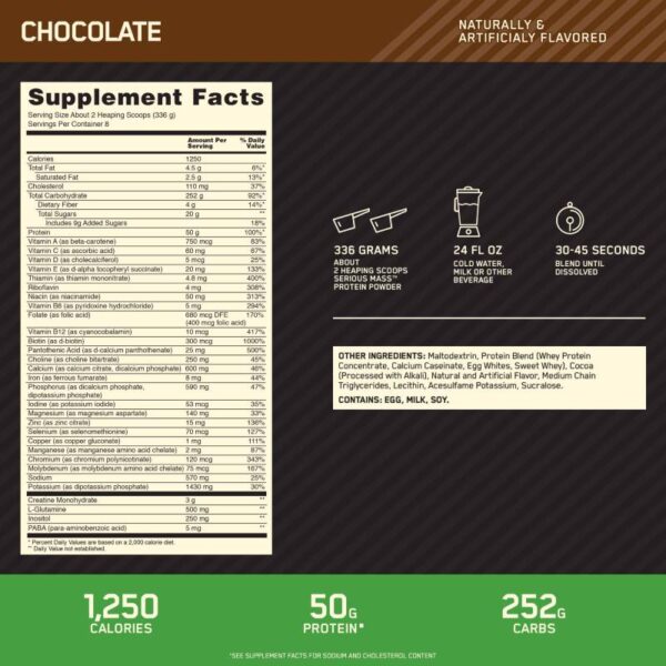 Optimum Nutrition Serious Mass Chocolate Powder - 图片 5