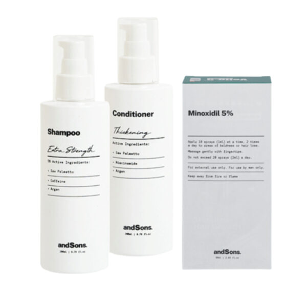 AndSons Anti Hair Loss Non-Prescription Kit (Shampoo + Conditioner + Minoxidil 5%)