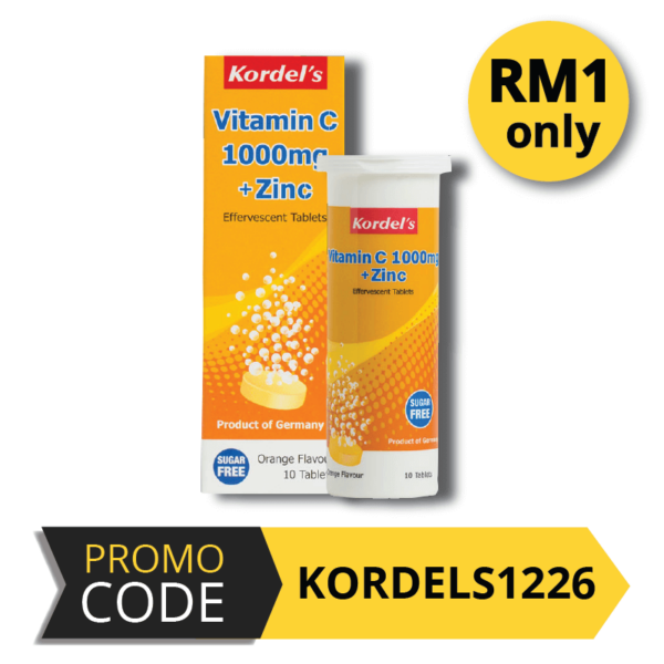 Kordel's Vitamin C 1000mg + Zinc Effervescent Tablet (Orange)