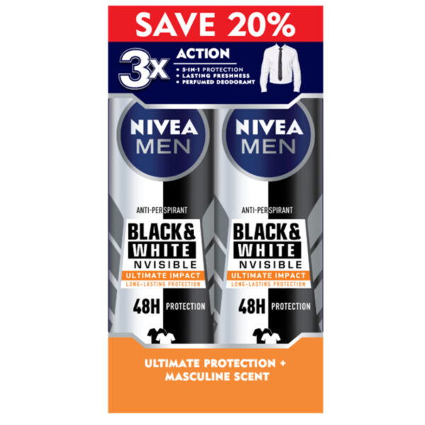 Nivea (Men) Black & White Invisible Ultimate Impact Body Spray - 图片 2