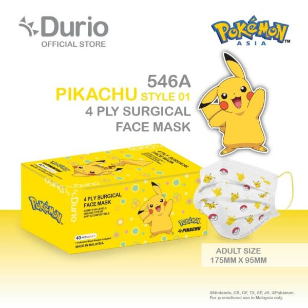 Durio 546A Pokemon Adult 4 Ply Surgical Face Mask 40s