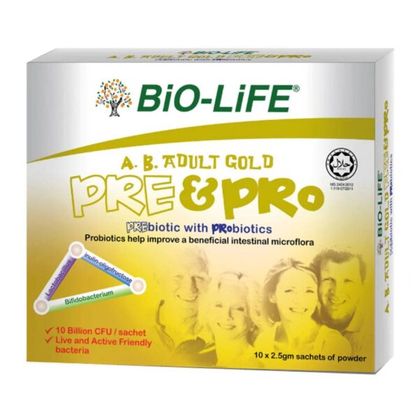 Bio-Life A.B Adult Gold Prebiotics & Probiotics Sachet 30s x2 - 图片 2