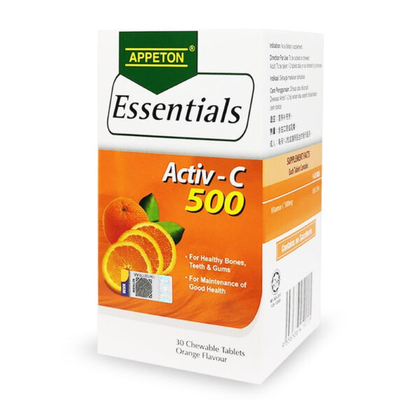Appeton Essentials Activ-C 500mg Chewable Tablet 30s Orange