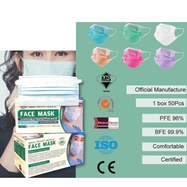 Angel Protect Medical Adult 3 Ply Face Mask 50s x2