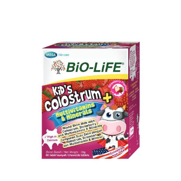 Bio-life Kid's Colostrum + Multivitamins and Minerals Chewies Strawberry 60s