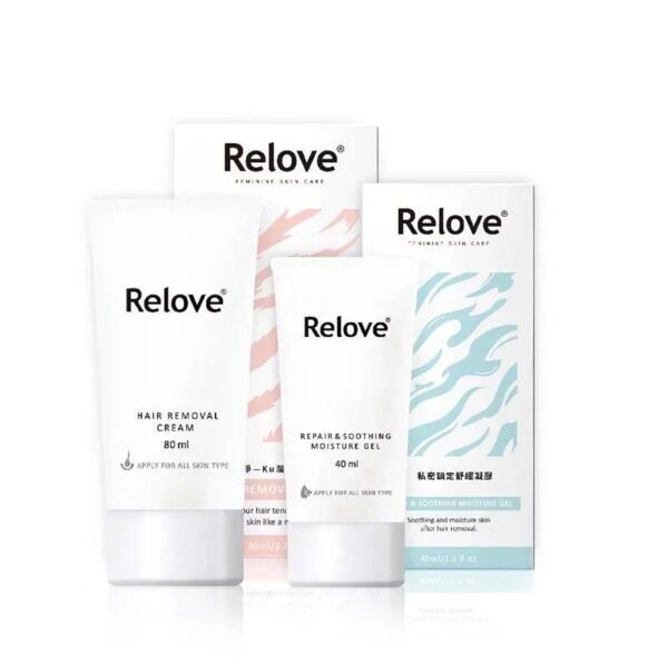 Relove Hair Removal Cream + Repair & Smoothing Moisture Gel Bundle Set