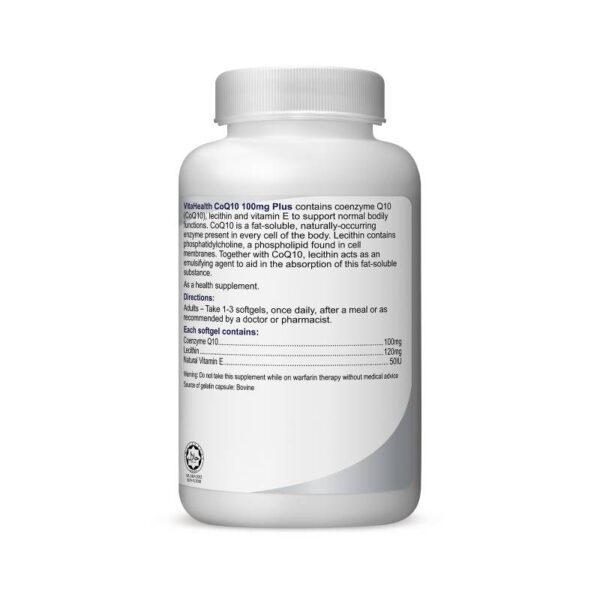 VitaHealth CoQ10 100mg Plus Capsule 60s - Image 4