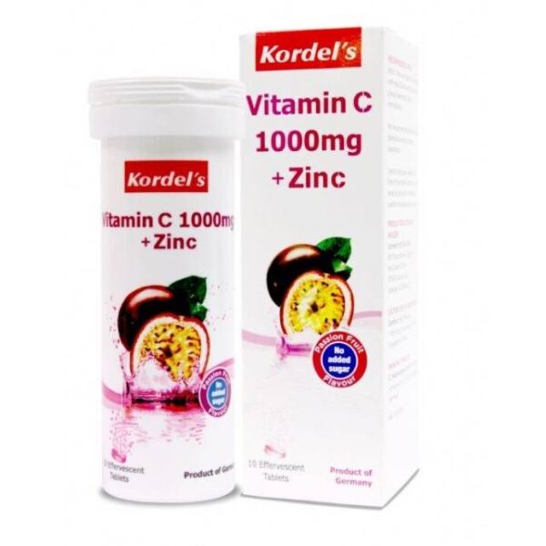 Kordel's Vitamin C 1000mg + Zinc Effervescent Tablet (Passion Fruit) 10s