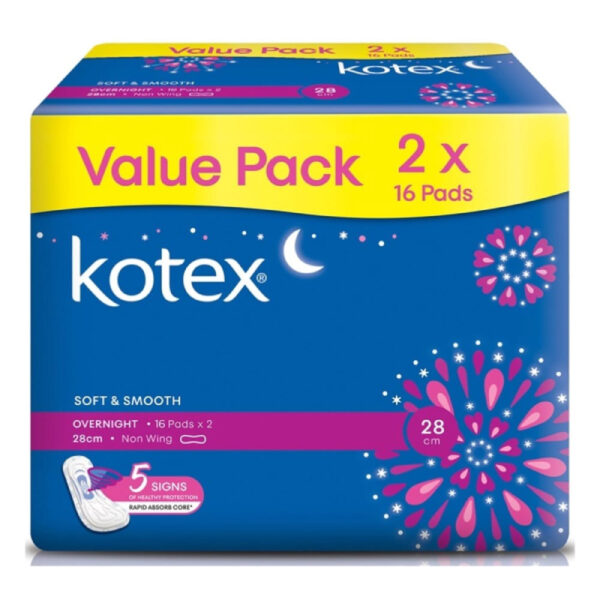 Kotex Soft & Smooth Overnight 28cm Non Wings Pad - 图片 2