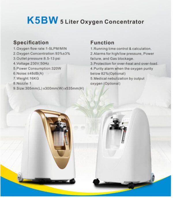[Pre-Order] K5BW Oxygen Concentrator for Home Use (1 year warranty) - Image 2
