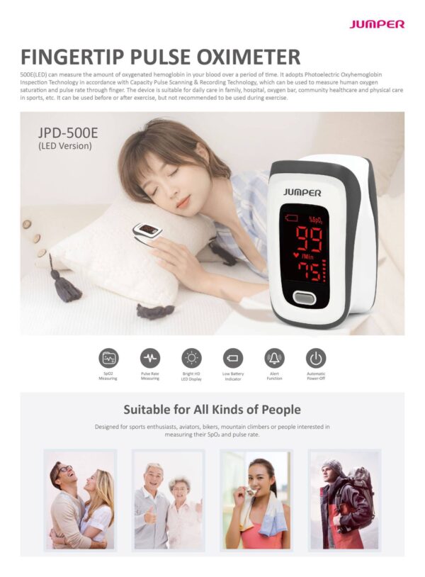Jumper LED Version Pulse Oximeter (JPD-500E) (MDA certified - 1 year warranty) - Image 3