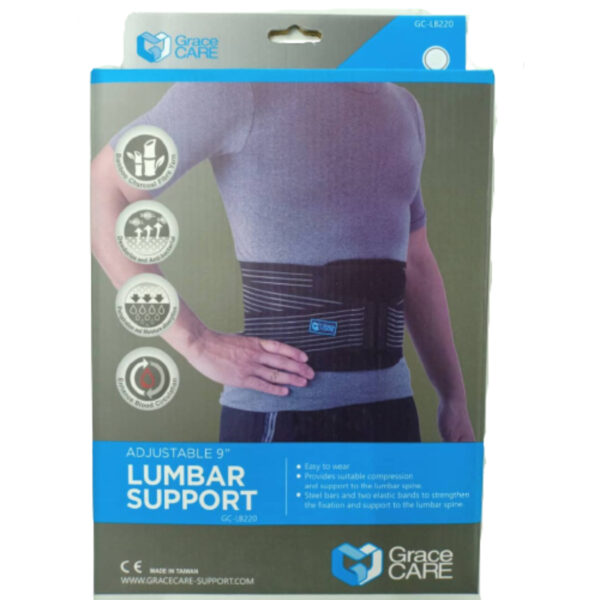 Grace Care Adjustable 9 Inch Lumber Support - Black