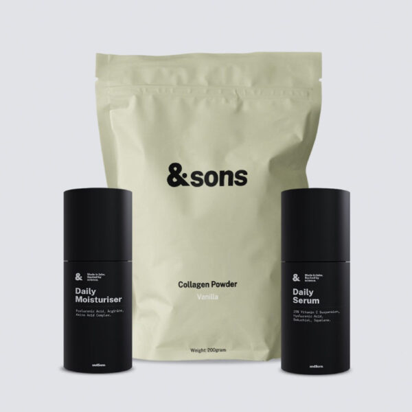 AndSons Healthy Skin Kit For Men (Moisturiser + Vitamin C Serum + Collagen Powder)