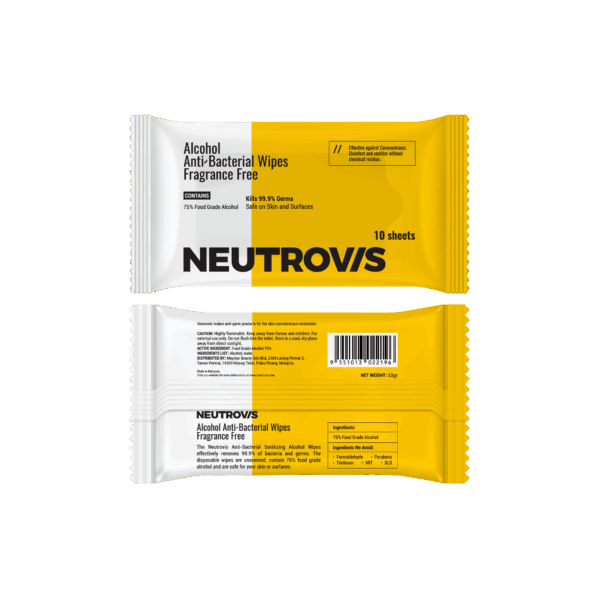 Neutrovis Alcohol Anti-Bacterial Wipes Fragrance Free